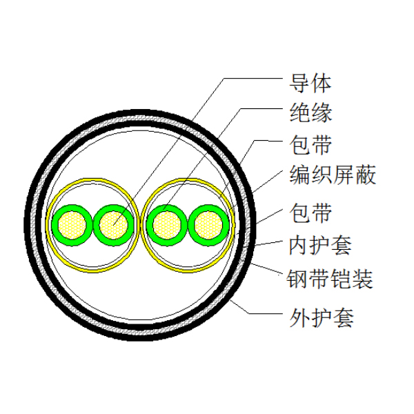 銅芯聚乙烯絕緣編織分屏蔽 鋼帶鎧裝聚氯乙烯護(hù)套計算機電纜-DJYPV22-300/500V