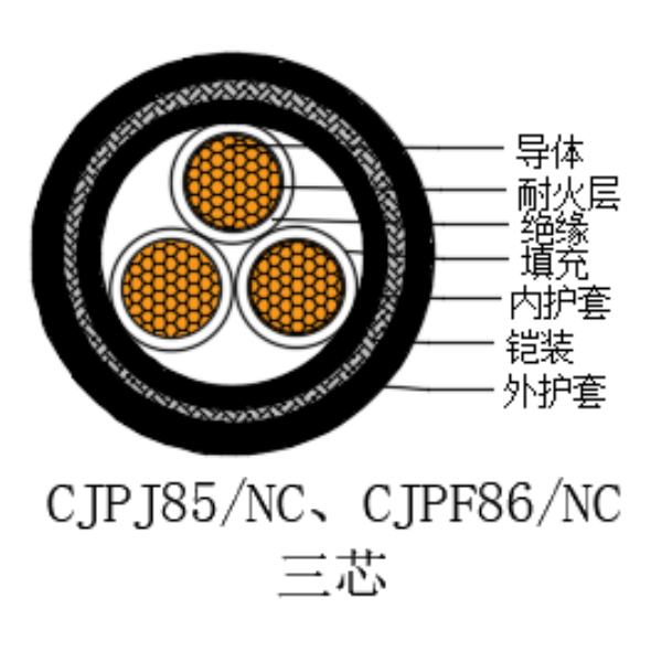 銅芯交聯(lián)聚乙烯絕緣低煙無鹵耐火船用電力電纜-CJPJ85/NC-0.6/1kV、CJPF86/NC-0.6/1kV